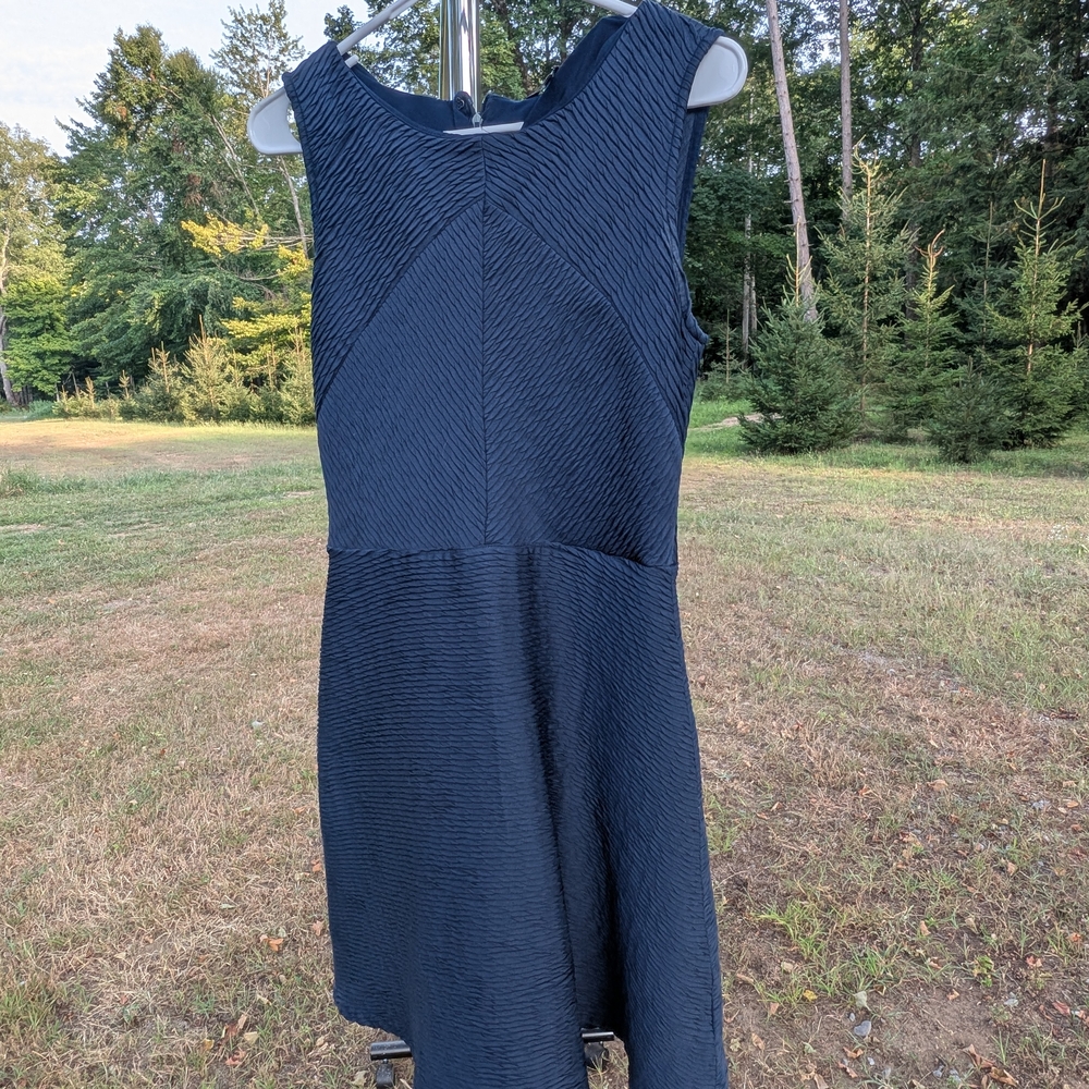 Daisy Fuentes Textured Navy Midi Dress